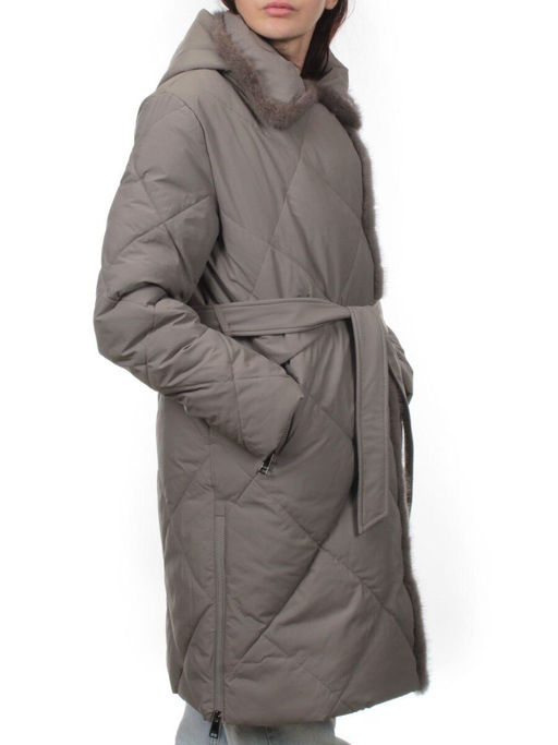 309 GRAY Пальто зимнее стеганое женское (200 гр. холлофайбер, натуральная норка) - Fashion фото 2