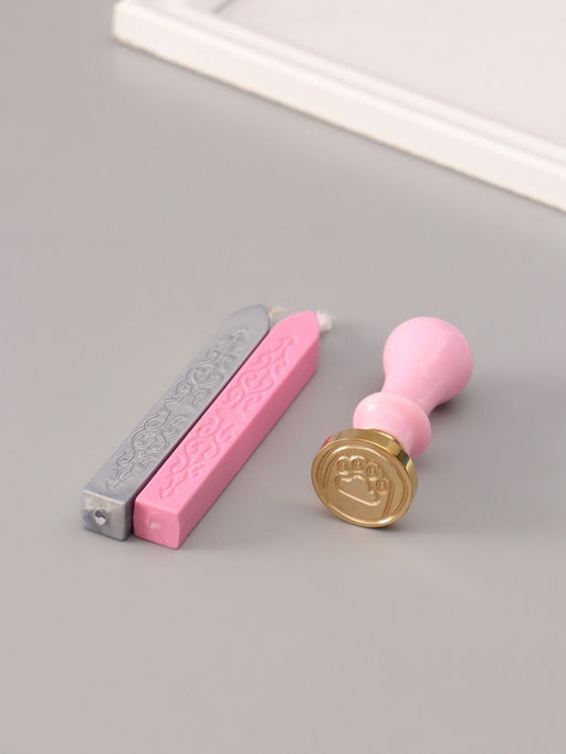 Подарочный набор для сургучной печати «Лапка котика», печать, ручка, сургуч, 12.5×10×3.6 см