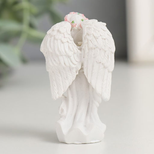 Фигурка полистоун «Ангел-девушка в розовом венке - благодарность», 3.8×6×3 см, МИКС