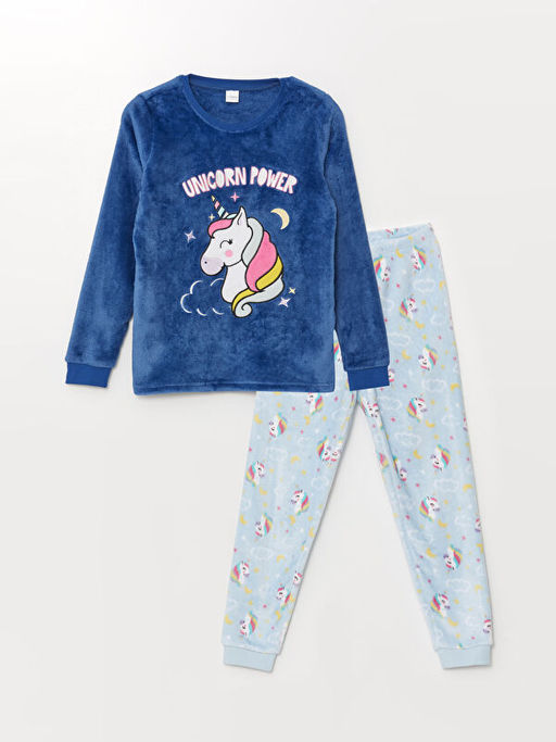 Bisiklet Yaka Pel?? K?z ?ocuk Pijama Tak?m?
