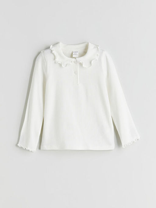 G?mlek Yaka Uzun Kollu Basic K?z ?ocuk Ti??rt