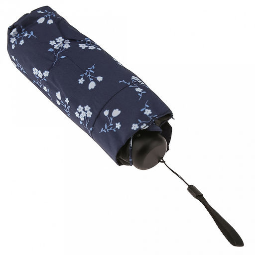 Зонт-мини механический Незабудка ткань эпонж (полиэстер) + черное УФ-покрытие, 6 лучей, д/купола 91см h55см, 5 сложений, 18см в сложенном виде, механизм против ветра, пластмассовая ручка, цвет синий, 237гр (Китай) - Домашняя Мода фото 8