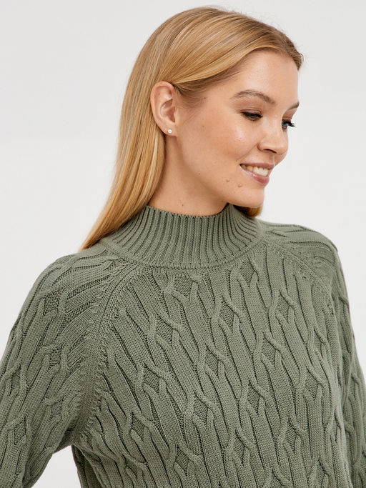 джемпер женский хлопковый с объемным узором и со спущенной линией плеча - Glenfield фото 4