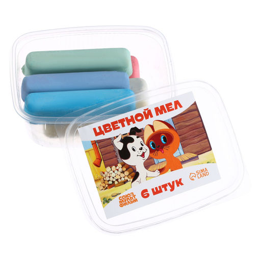 Мелки цветные, 6 цветов, 6 штук «Котёнок по имени Гав»