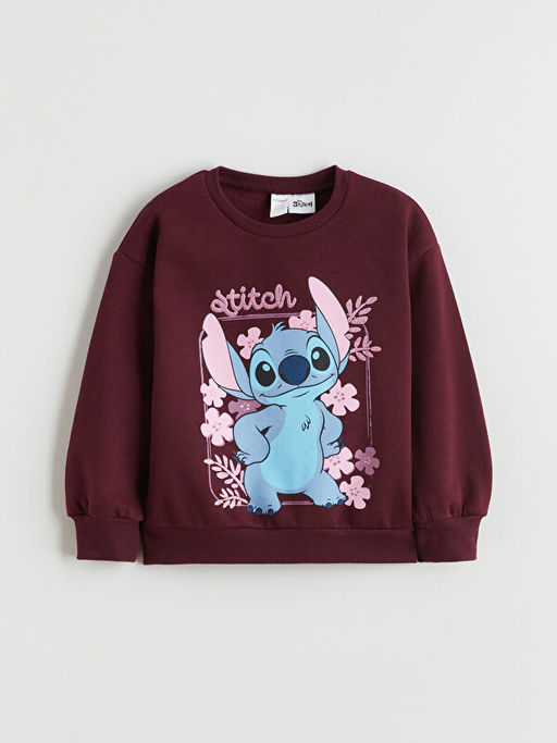 Bisiklet Yaka Stitch Bask?l? K?z ?ocuk Sweatshirt