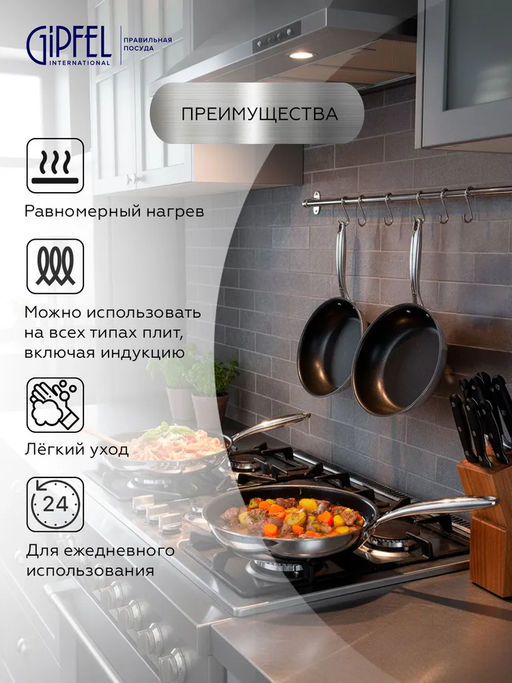52883 GIPFEL Сковорода MAGMA 20см, нержавеющая сталь 18/10, Excalibur - Werner фото 7