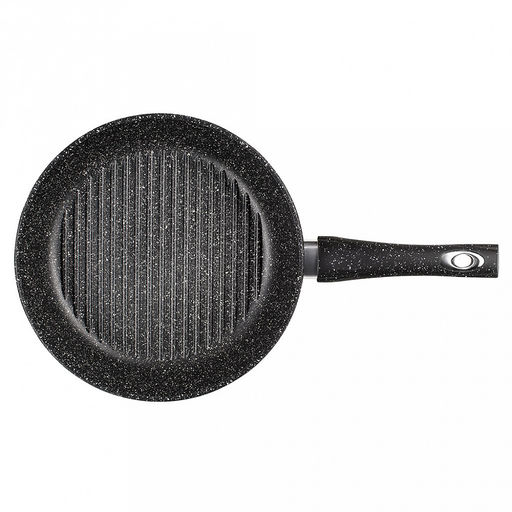 Сковорода-гриль с тефлоновым покрытием д26см "Гранит", h7см, s0,4см, ручка из термостойкого пластика (Россия)