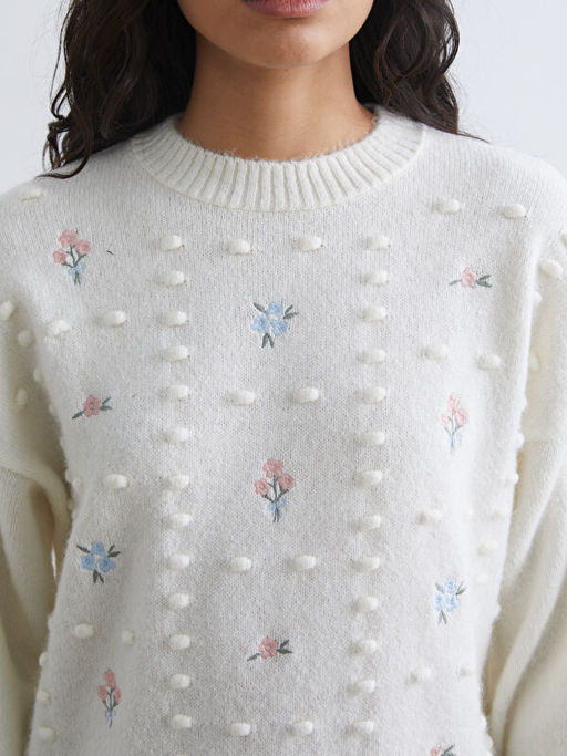 Bisiklet Yaka Nak??l? Kad?n Triko Kazak