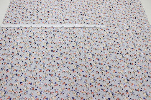 Штапель Премиум Винтажные букетики из роз на св.серо-фиолетовой дымке, 1.45м, вискоза-100% - Купава фото 4