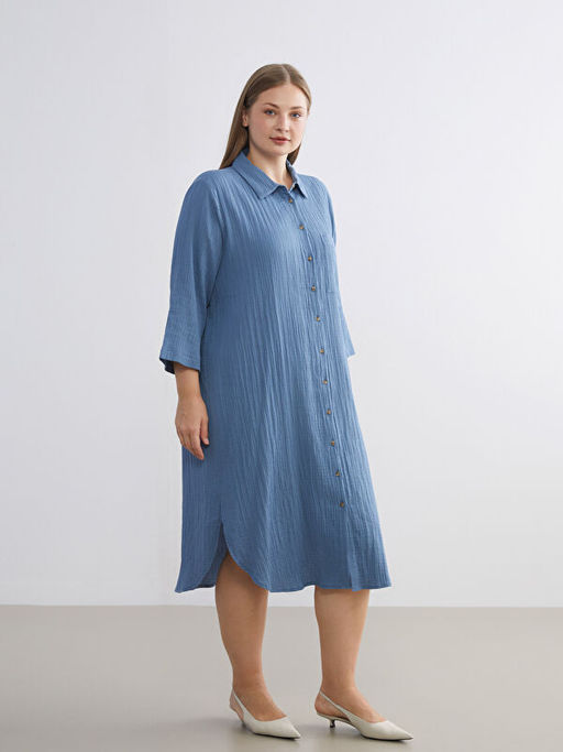 Dokulu M?slin G?mlek Elbise