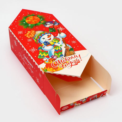 Цена за 10 шт. Коробка - конфета новогодняя подарочная складная С Новым годом, 18?28?10 см