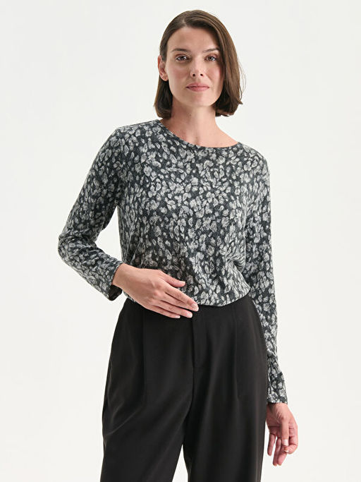 Bisiklet Yaka Desenli Bluz