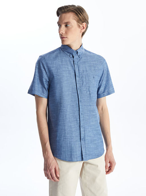 Regular Fit Keten Kar???ml? Erkek G?mlek