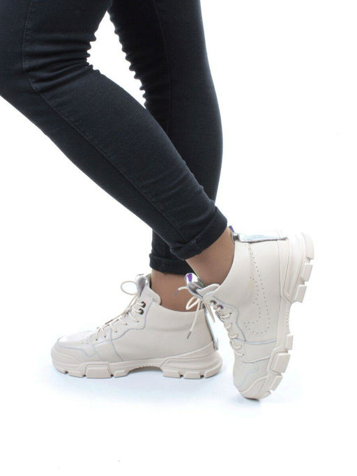 01-REN8-CAX-4-1 BEIGE Ботинки демисезонные женские (натуральная кожа, байка) - Фабричный китай фото 4