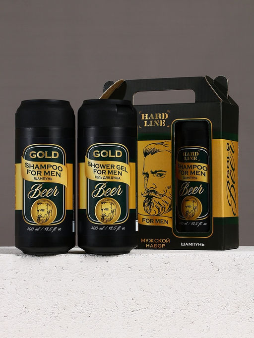 Подарочный набор Gold Beer, гель для душа и шампунь для волос, 2?400 мл, HARD LINE