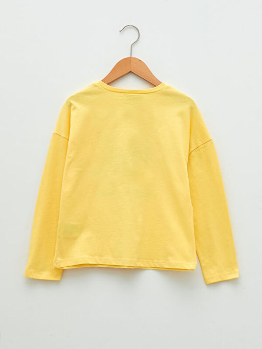 Bisiklet Yaka Bask?l? Uzun Kollu K?z ?ocuk Ti??rt - Waikiki фото 2