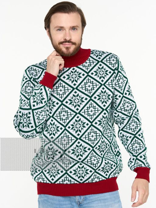 Джемпер мужской 5232-12362. 074/292/0703 белый/тайга/красный