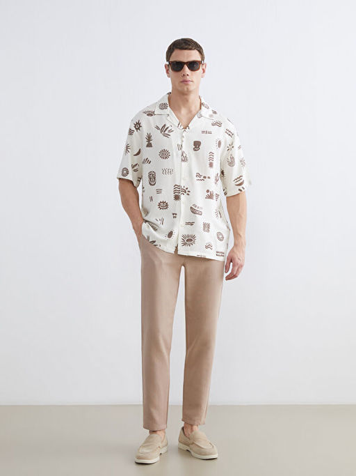 Regular Fit Resort Yaka Desenli Erkek G?mlek