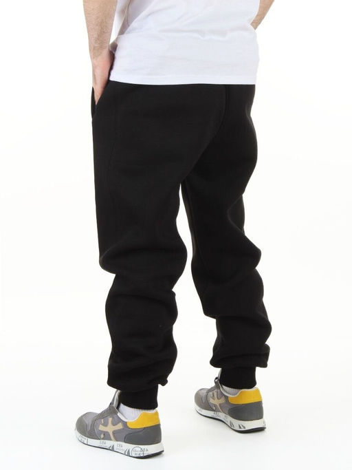 48579 BLACK Брюки спортивные утепленные мужские (50% хлопок, 50% полиэстер)