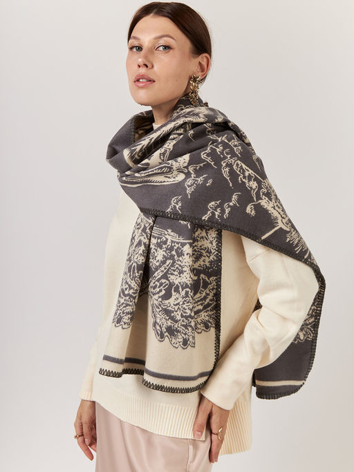 в СОСТАВЕ ШЕРСТЬ и КАШЕМИР Большой, мягкий, теплый однотонный двусторонний палантин. - Tantino фото 4