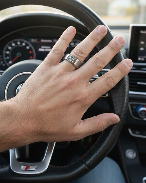 Кольцо из нержавеющей стали с гравировкой герба России