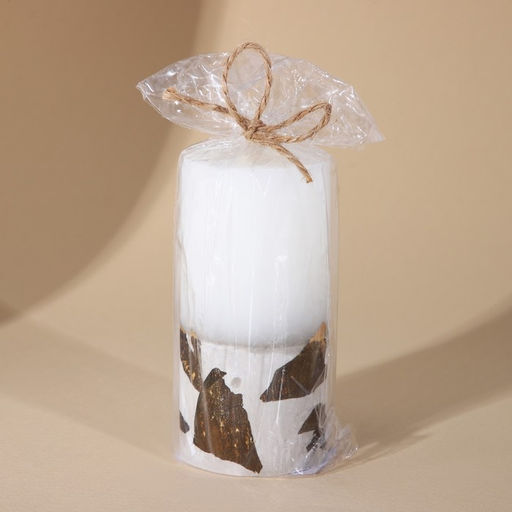 Свеча интерьерная, белая с бетоном и поталью, столбик, 10×5 см