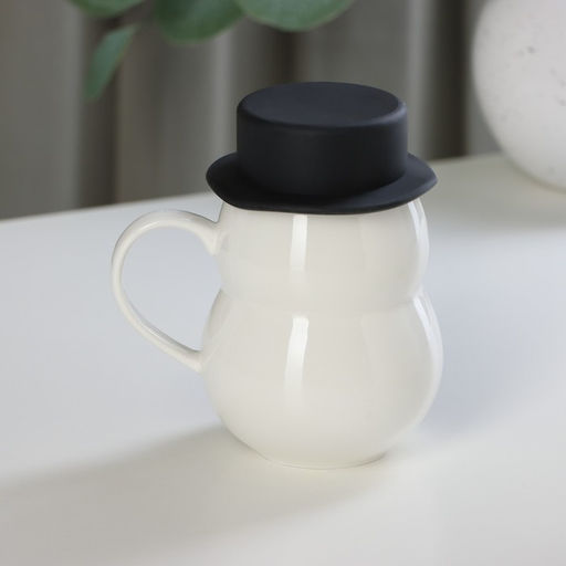 Кружка с силиконовой крышкой Джентльмен, 380 мл, керамика, рисунок МИКС