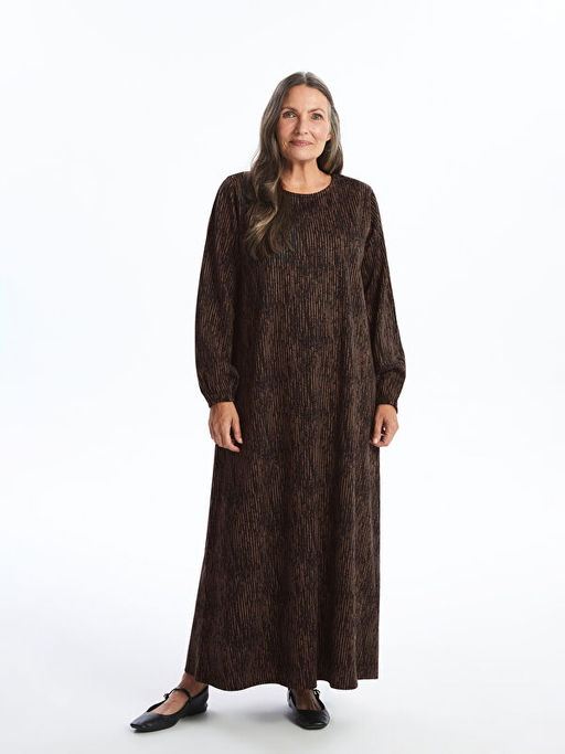 Bisiklet Yaka Desenli Elbise