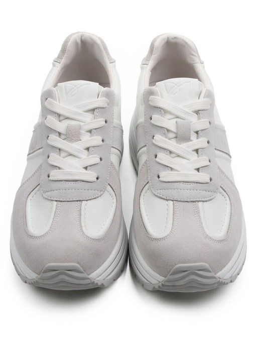 03-A1020-9 WHITE/GRAY Кроссовки женские (натуральная кожа, натуральная замша)