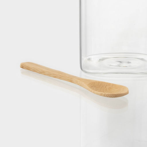 Банка для хранения сыпучих продуктов «Эко», 1.45 л, 10×19 см, с ложкой, с бамбуковой крышкой, стекло, прозрачная