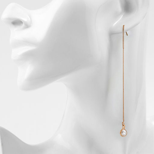 Серьги с жемчугом Цепочки ласка, цвет МИКС