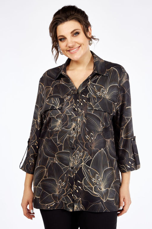 Блуза Элль стиль 2198а графит принт  фото 2