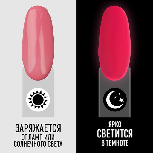 Гель лак для ногтей, люминесцентный, трехфазный, 8 мл, LED/UV, розовый (33)