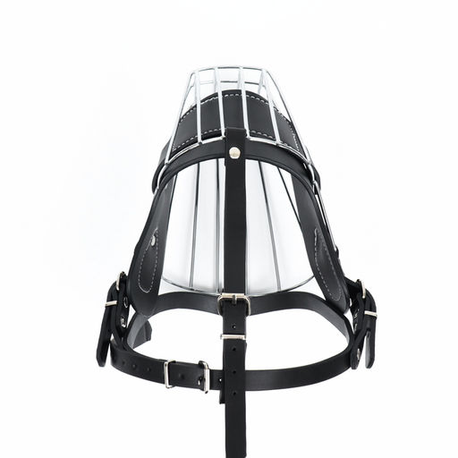 Намордник металлический №1 с трехсторонним ремешком, прессованная кожа, чёрный - Пижон фото 5