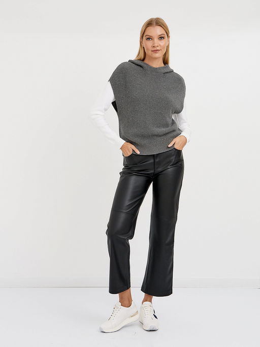 джемпер женский серый без рукавов и с капюшоном - Glenfield фото 2