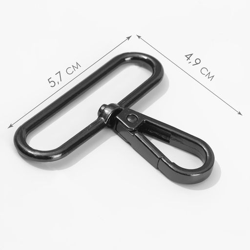 Цена за 2 шт. Карабин металлический, 57×49 мм / 50×3.5 мм, 3 шт., чёрный