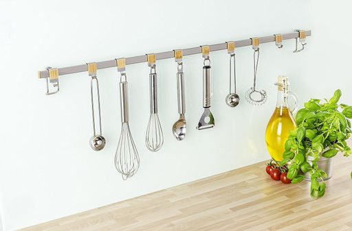 Держатель для кухонных аксессуаров 8 крючков с рисунком бамбук с креплением