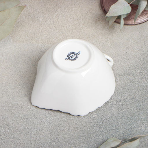 Салатник фарфоровый Magistro Лист, 200 мл, d=10 см, цвет белый  фото 4