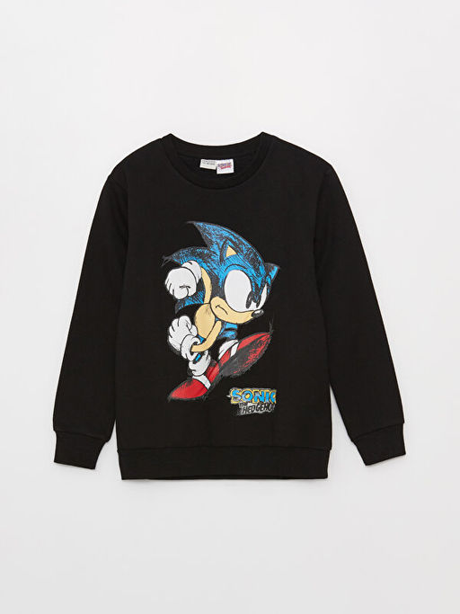 Bisiklet Yaka Bask?l? Uzun Kollu Erkek ?ocuk Sweatshirt