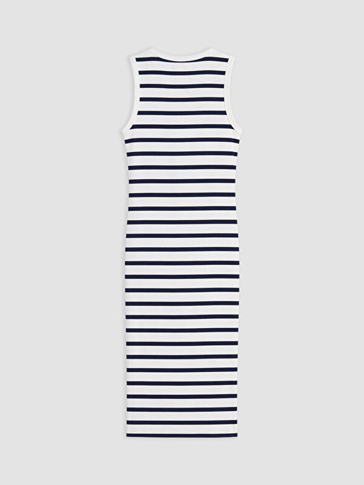 Bisiklet Yaka ?izgili Bodycon Elbise