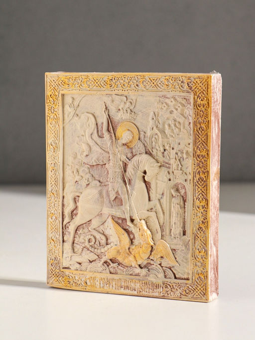 Икона  Георгий победоносец, с подвесом, 12?10?2 см, гипс, роспись