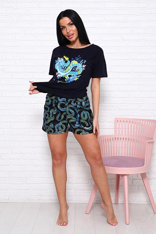 Костюм с шортами, принт (01030. бирюзовый) - Плиона фото 8