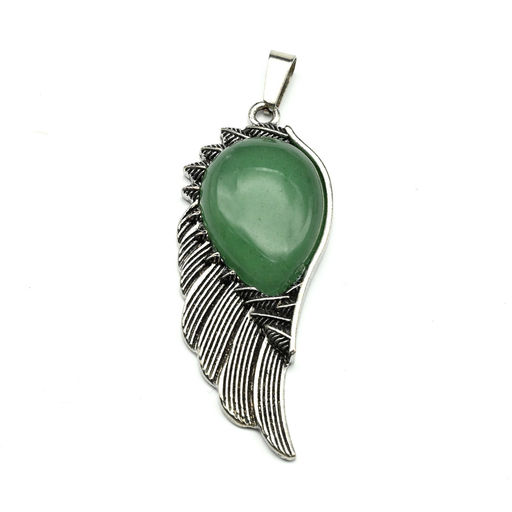 Подвеска с авантюрином зеленым Крыло 23*52мм