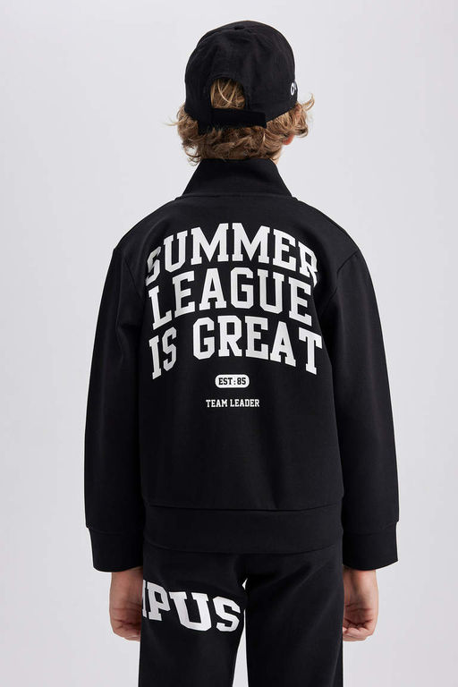 Толстовка на молнии с высоким воротником для мальчиков с принтом - Defacto фото 9