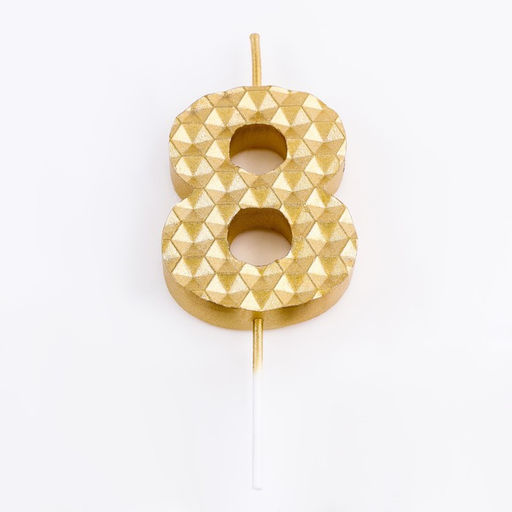 Свеча в торт на шпажке Соты, цифра 8, 7 см, золото - Simaland фото 3