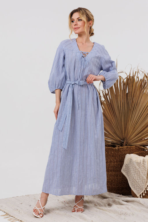 Платье AMORI 9848 полоска голубая
