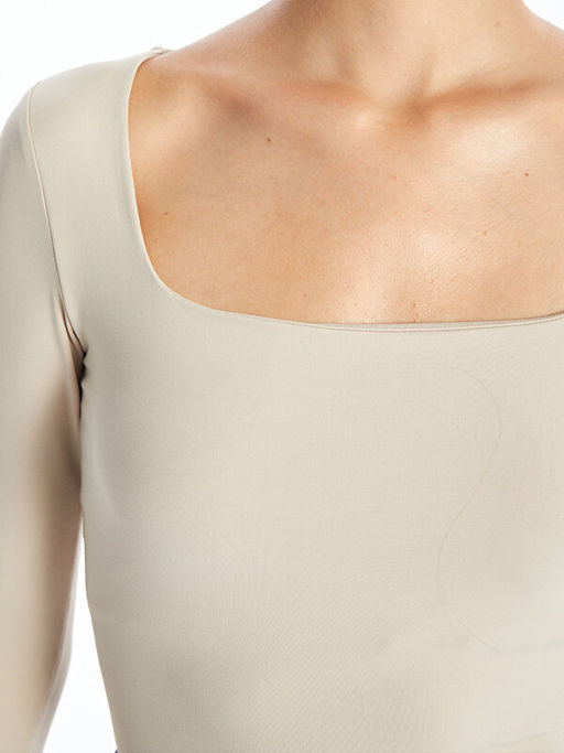 Kare Yaka D?z Uzun Kollu Kad?n Body