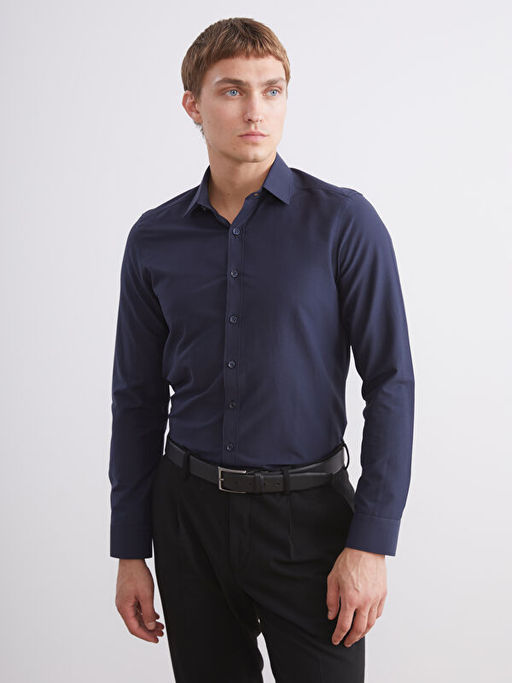 Slim Fit Uzun Kollu Poplin Erkek G?mlek