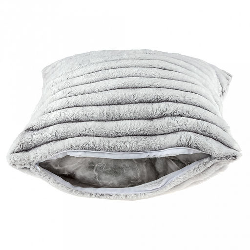 Наволочка декоративная на молнии 45х45см Белый тигр-001, велсофт Marmari, тиснение полоса, высокий ворс, полиэстер 100%, плотность 350г/м2, упаковка на картоне, Домашняя мода (Россия)  фото 3