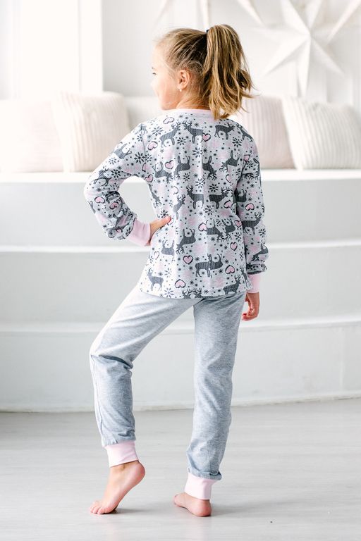 Пижама подростковая из джемпера и брюк из кулирки Олененок розовый - Амадэль фото 3